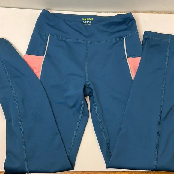 tek gear, Bottoms, Tek Gear Girls Large 12 Athlete Pants Blue And Pink  73277 Side Pockets